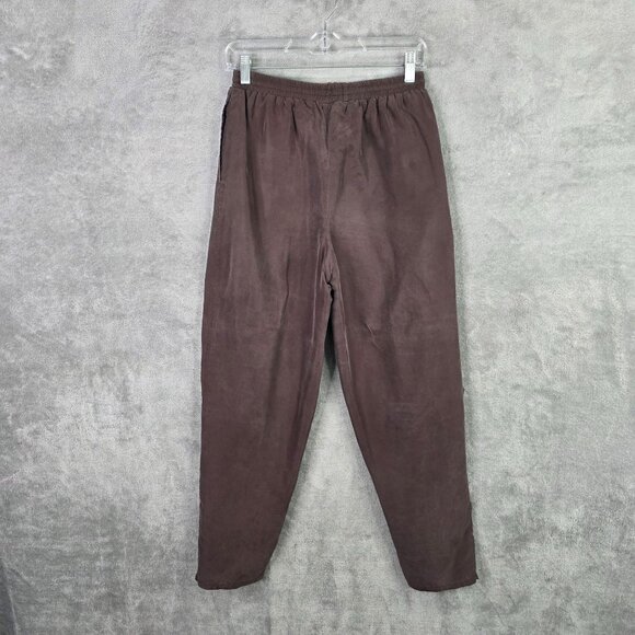 Womens Vintage Outbrook Brown 100% Silk 2 Piece Jacket & Pant Set Outfit Size S - Picture 10 of 14